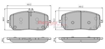 Brake Pad Set, disc brake METZGER AUTOTEILE 1170956