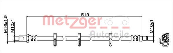 METZGER AUTOTEILE 4112047 Brake Hose
