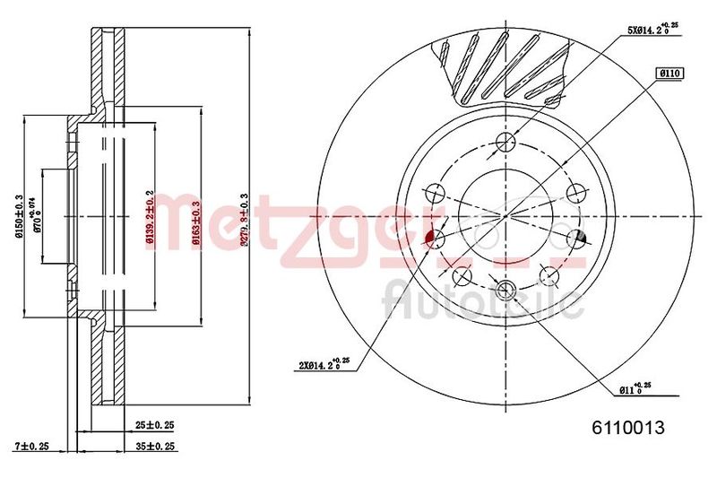 METZGER AUTOTEILE 6110013 Brake Disc