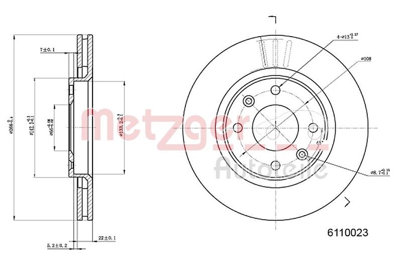 METZGER AUTOTEILE 6110023 Brake Disc
