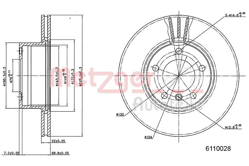 METZGER AUTOTEILE 6110028 Brake Disc