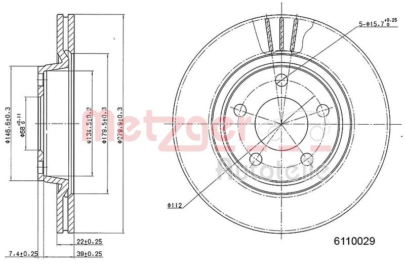 METZGER AUTOTEILE 6110029 Brake Disc
