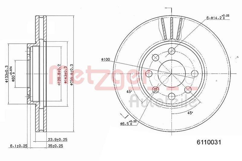 METZGER AUTOTEILE 6110031 Brake Disc