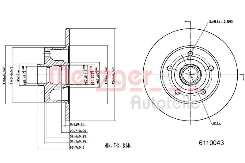 METZGER AUTOTEILE 6110043 Brake Disc