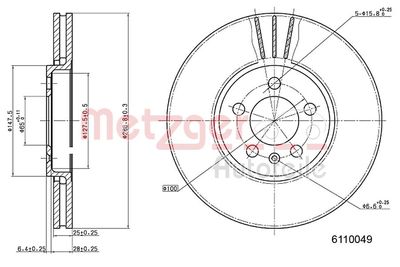 Brake Disc METZGER AUTOTEILE 6110049