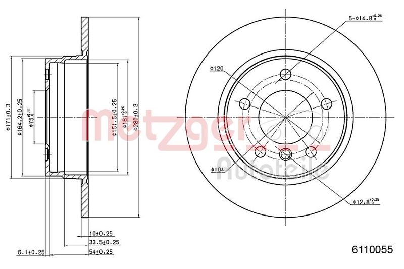 METZGER AUTOTEILE 6110055 Brake Disc