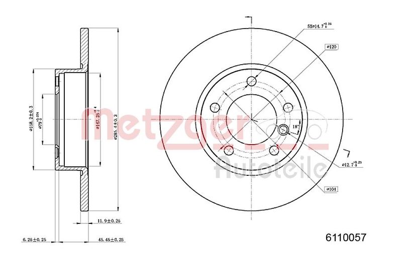 METZGER AUTOTEILE 6110057 Brake Disc