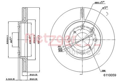 Brake Disc METZGER AUTOTEILE 6110059