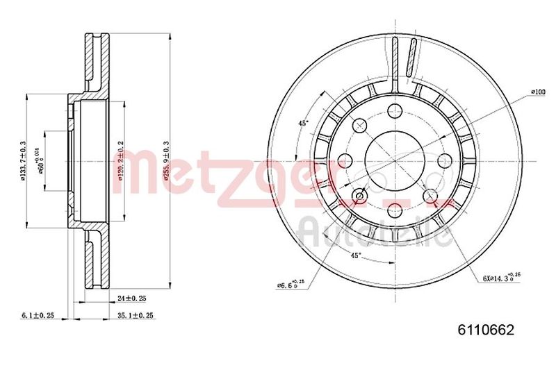 METZGER AUTOTEILE 6110062 Brake Disc