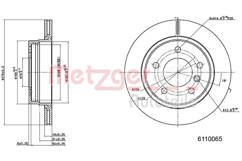 METZGER AUTOTEILE 6110065 Brake Disc