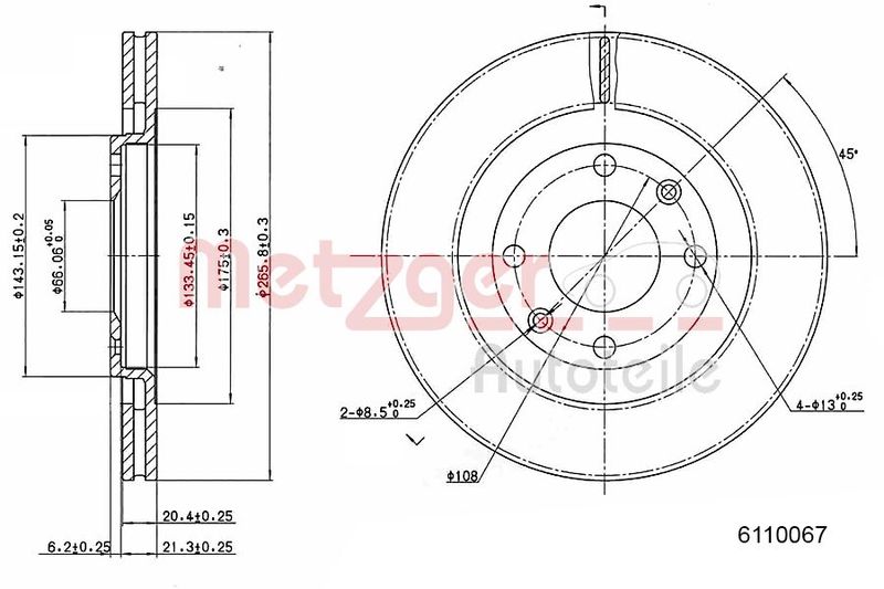 METZGER AUTOTEILE 6110067 Brake Disc