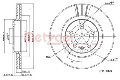 Brake Disc METZGER AUTOTEILE 6110068