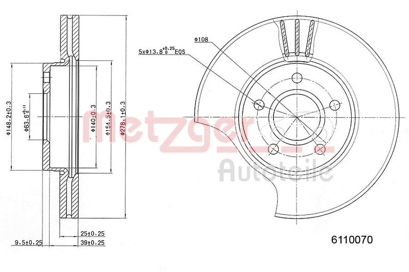METZGER AUTOTEILE 6110070 Brake Disc