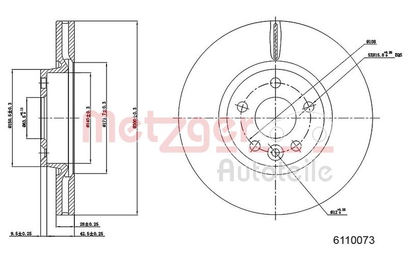 METZGER AUTOTEILE 6110073 Brake Disc