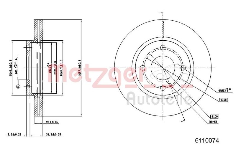 METZGER AUTOTEILE 6110074 Brake Disc