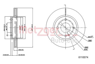 Brake Disc METZGER AUTOTEILE 6110074