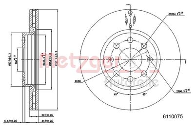 Brake Disc METZGER AUTOTEILE 6110075