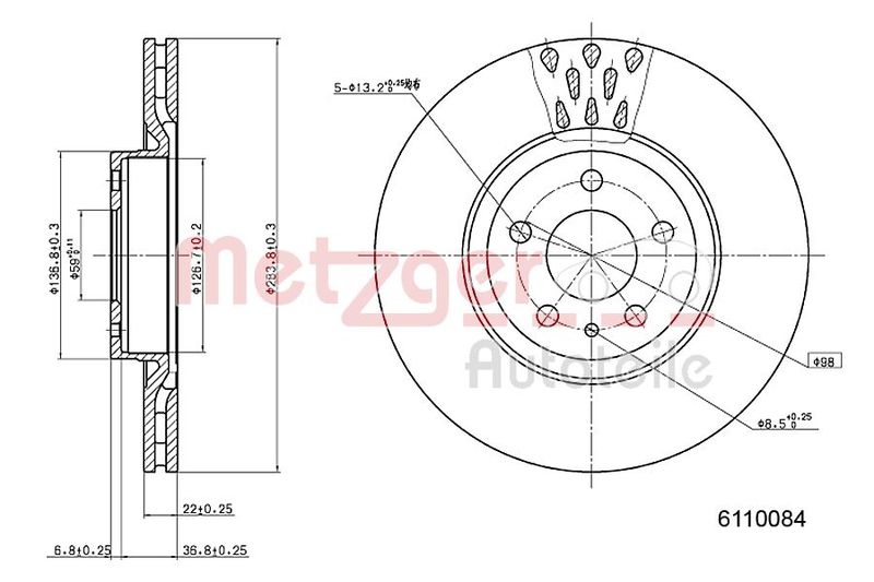 METZGER AUTOTEILE 6110084 Brake Disc