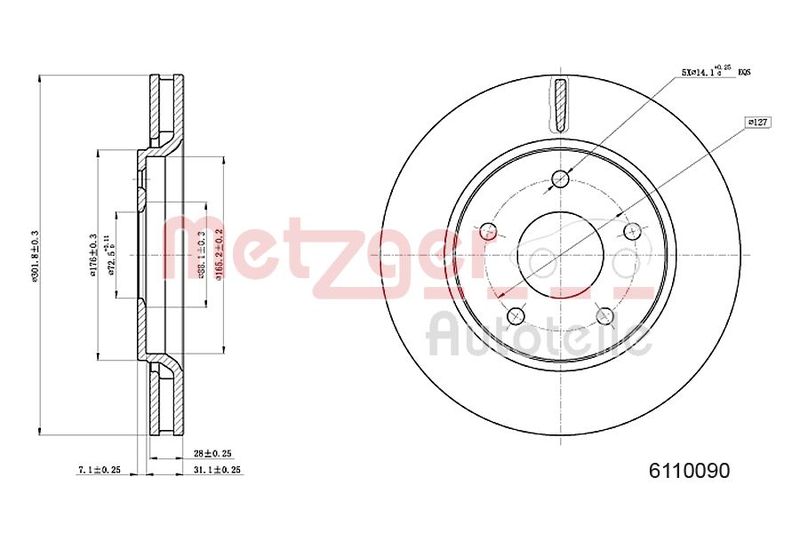 METZGER AUTOTEILE 6110090 Brake Disc