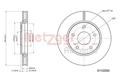 Brake Disc METZGER AUTOTEILE 6110090