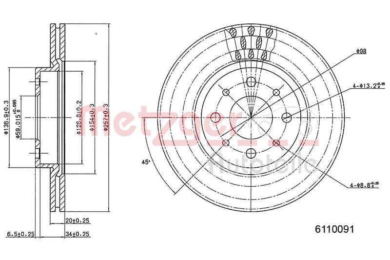 METZGER AUTOTEILE 6110091 Brake Disc