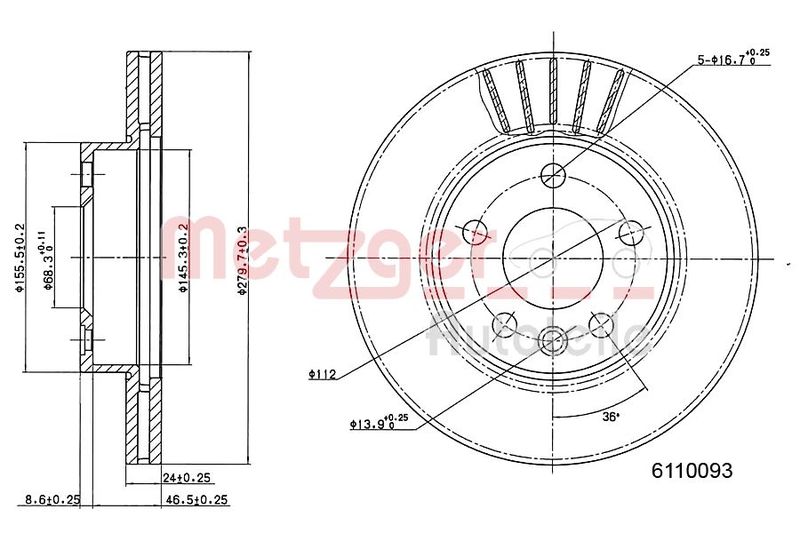 METZGER AUTOTEILE 6110093 Brake Disc