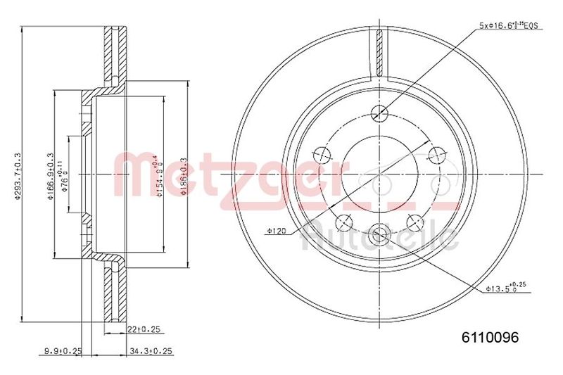 METZGER AUTOTEILE 6110096 Brake Disc
