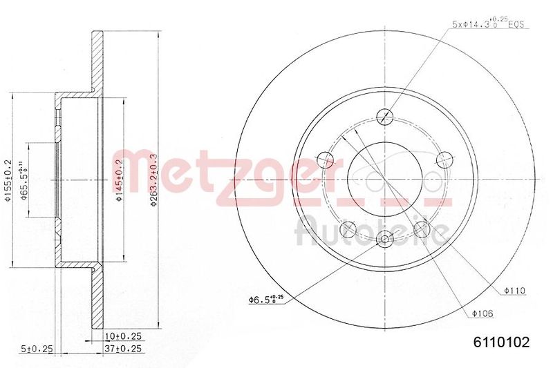 METZGER AUTOTEILE 6110102 Brake Disc