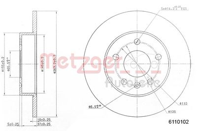 Brake Disc METZGER AUTOTEILE 6110102