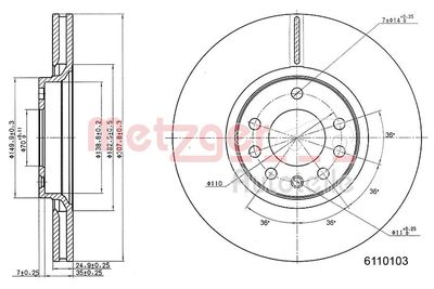Brake Disc METZGER AUTOTEILE 6110103