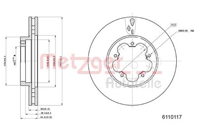 Brake Disc METZGER AUTOTEILE 6110117