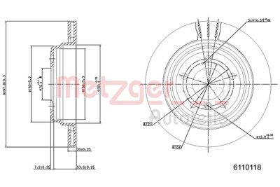 Brake Disc METZGER AUTOTEILE 6110118