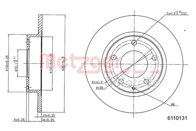 METZGER AUTOTEILE 6110131 Brake Disc