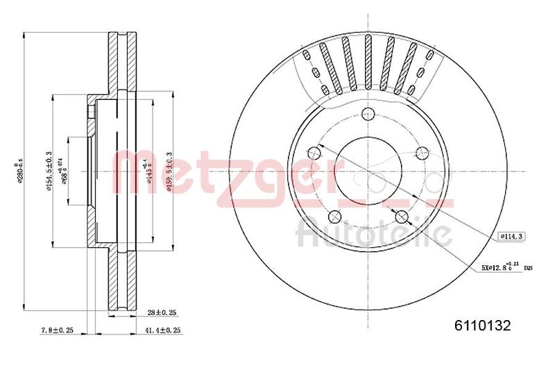 METZGER AUTOTEILE 6110132 Brake Disc