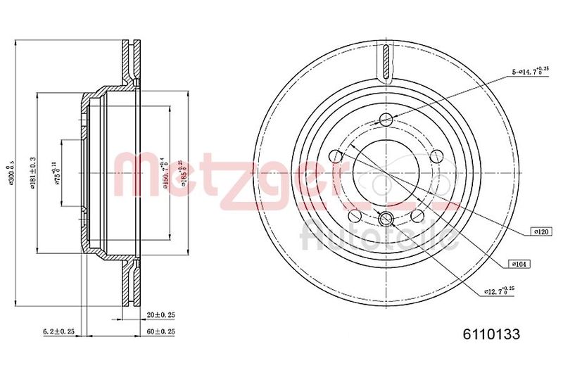 METZGER AUTOTEILE 6110133 Brake Disc
