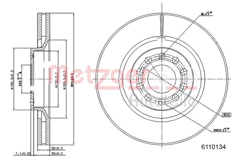 METZGER AUTOTEILE 6110134 Brake Disc