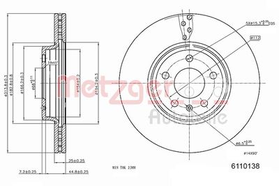 Brake Disc METZGER AUTOTEILE 6110138
