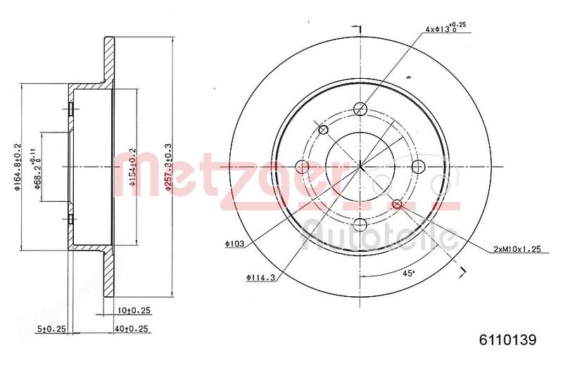 METZGER AUTOTEILE 6110139 Brake Disc
