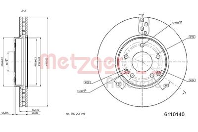 Brake Disc METZGER AUTOTEILE 6110140