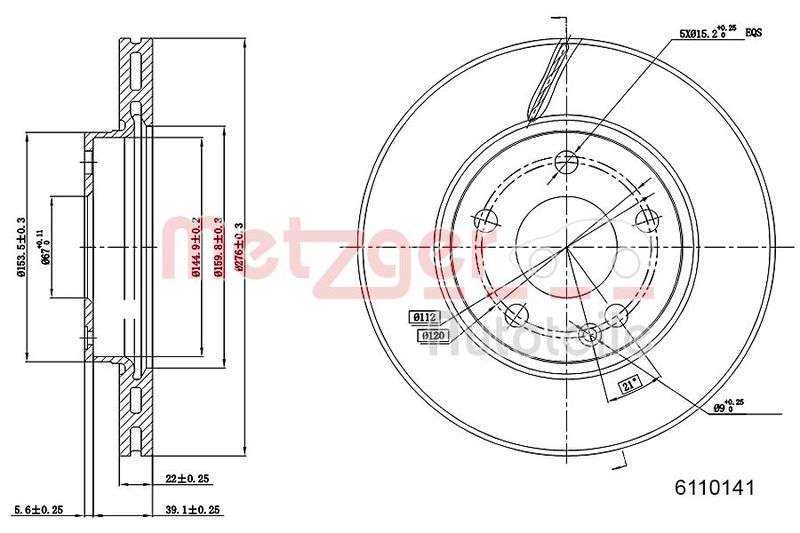 METZGER AUTOTEILE 6110141 Brake Disc