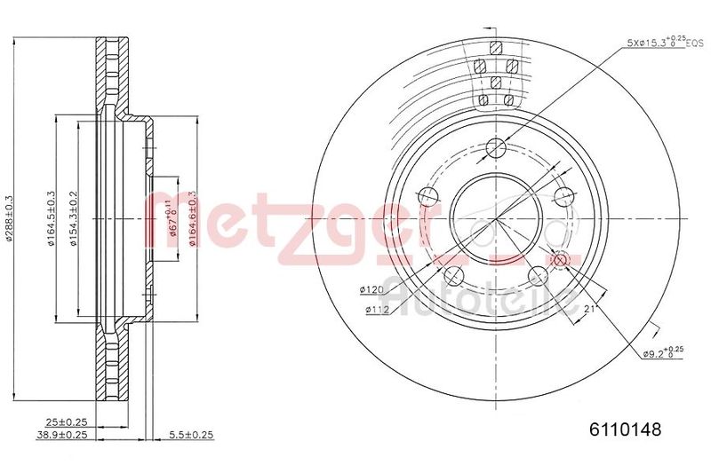 METZGER AUTOTEILE 6110148 Brake Disc