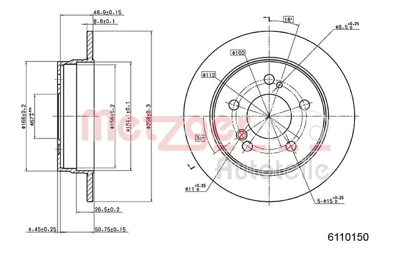 METZGER AUTOTEILE 6110150 Brake Disc