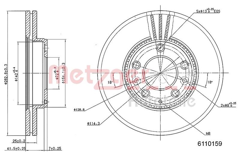 METZGER AUTOTEILE 6110159 Brake Disc
