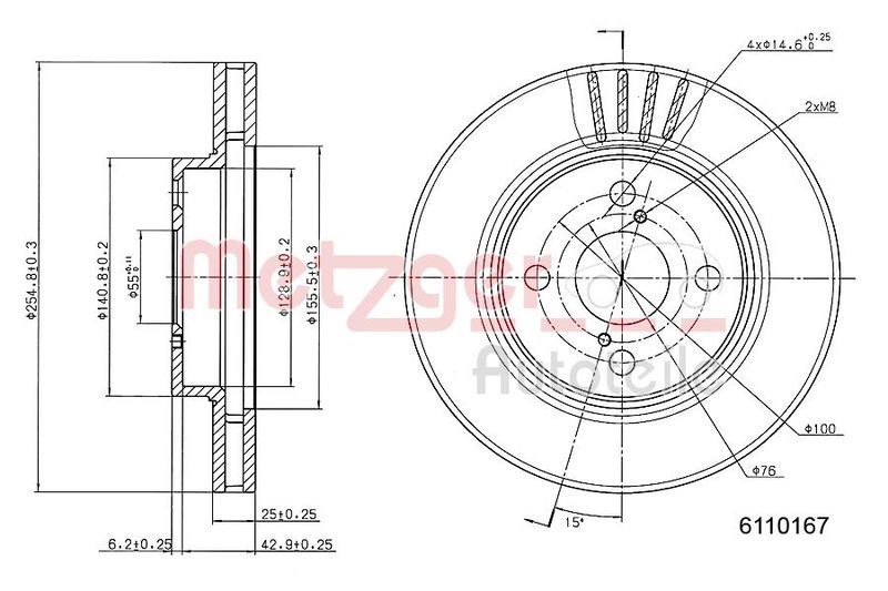 METZGER AUTOTEILE 6110167 Brake Disc
