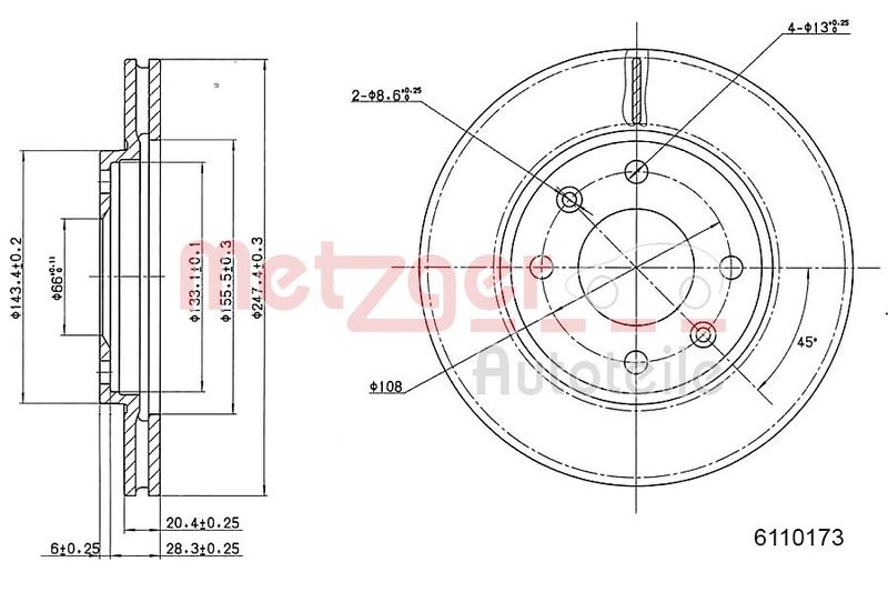 METZGER AUTOTEILE 6110173 Brake Disc