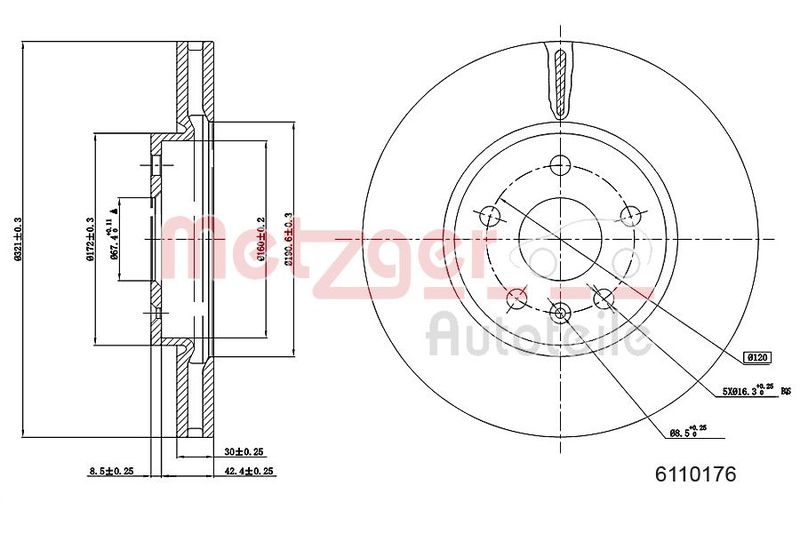 METZGER AUTOTEILE 6110176 Brake Disc