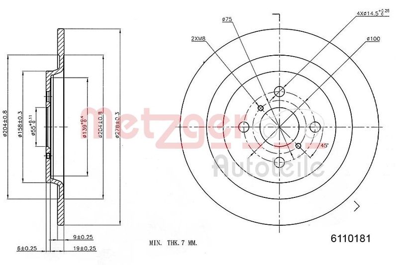 METZGER AUTOTEILE 6110181 Brake Disc