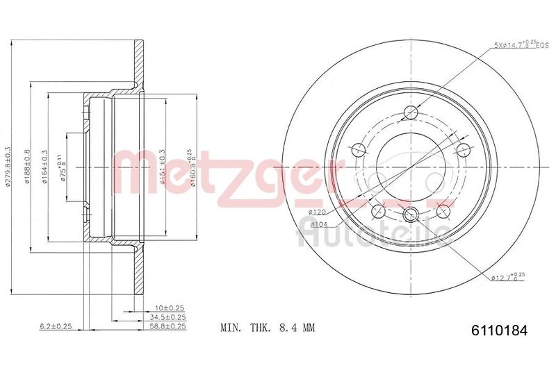 METZGER AUTOTEILE 6110184 Brake Disc