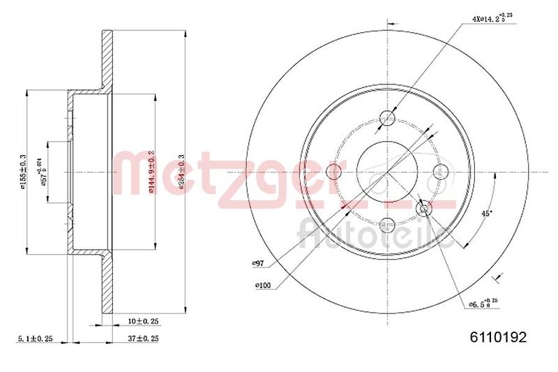 METZGER AUTOTEILE 6110192 Brake Disc