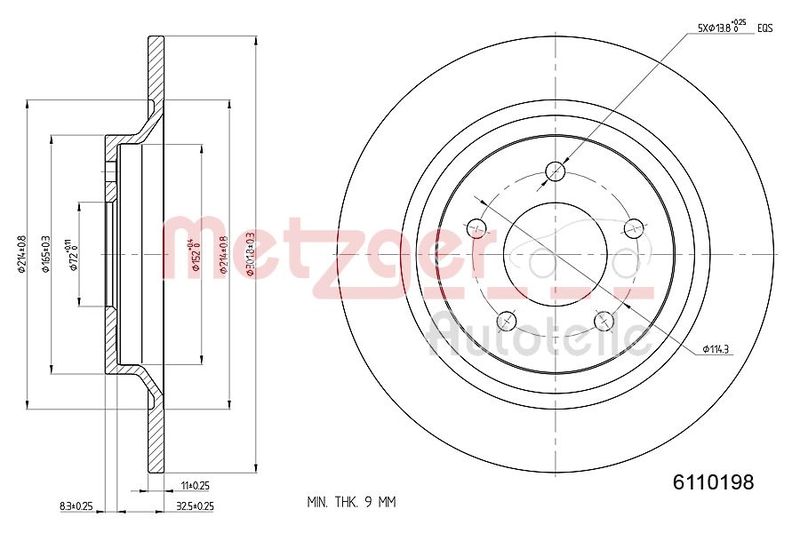 METZGER AUTOTEILE 6110198 Brake Disc